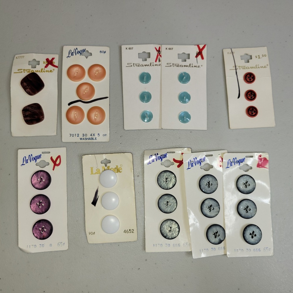 Vintage Buttons Lot ~ Streamline La Vogue La Mode Mixed Colors & Shapes....NOS